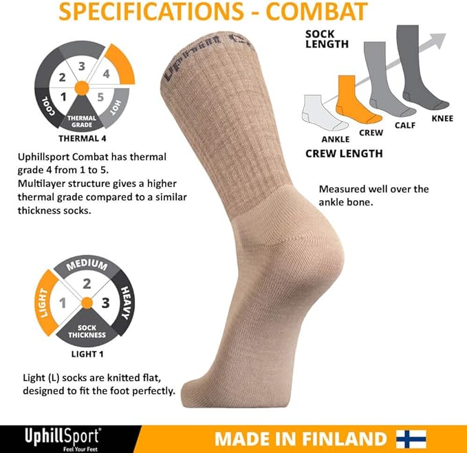 UphillSport COMBAT taktikalised sokid meriinovillaga