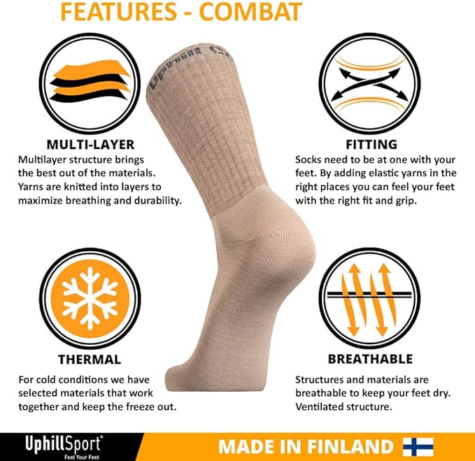 UphillSport COMBAT taktikalised sokid meriinovillaga