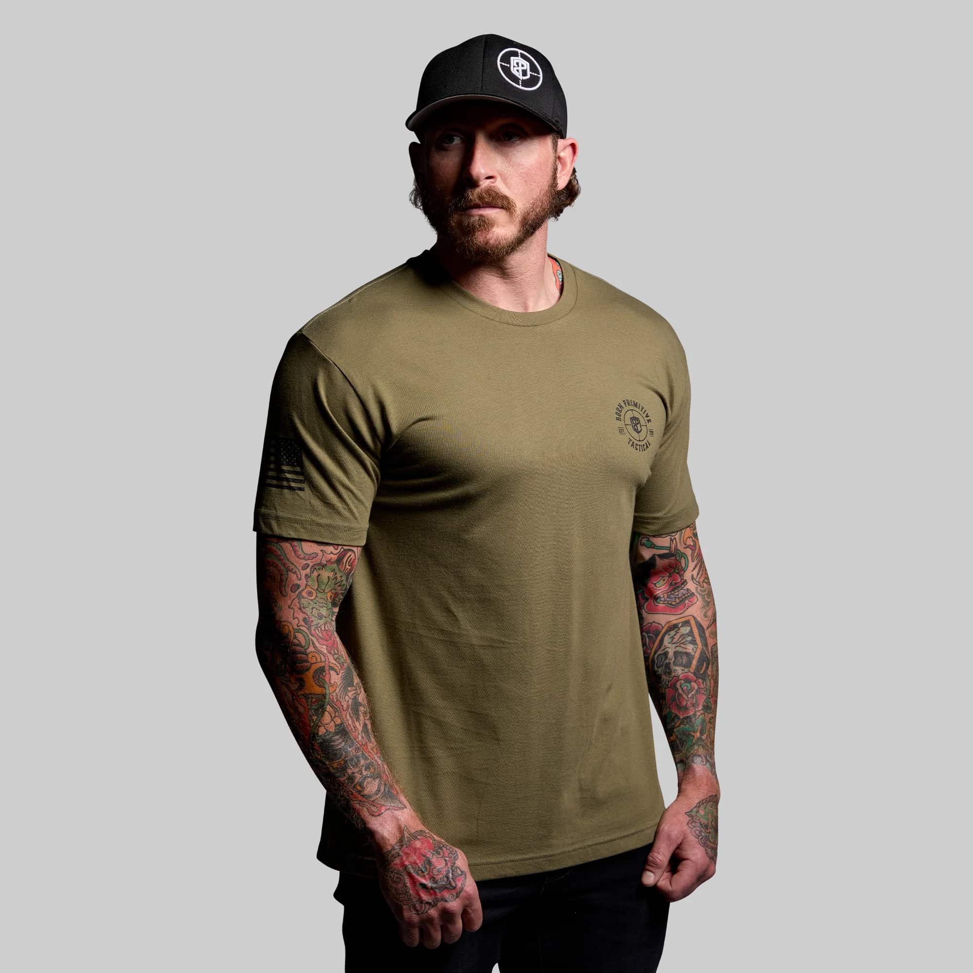 Born Primitive Tactical Skull Tee green front