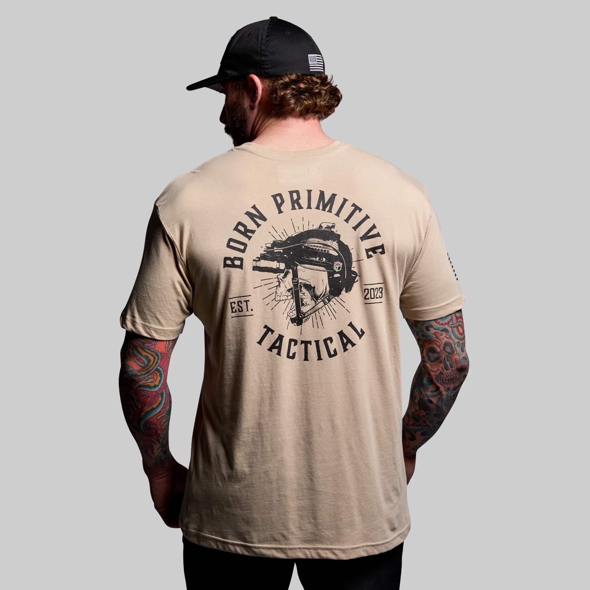 Born Primitive Tactical Skull Tee tan