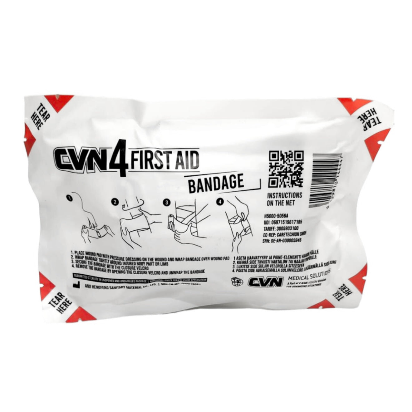 CVN First Aid Bandage 4" package back
