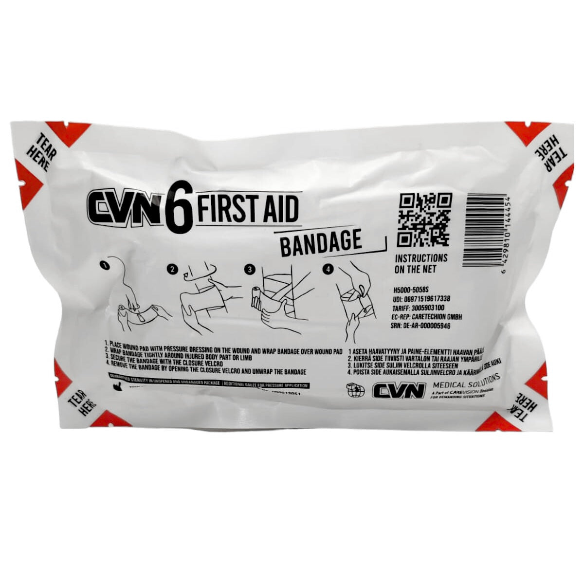 CVN First Aid Bandage 6" package back