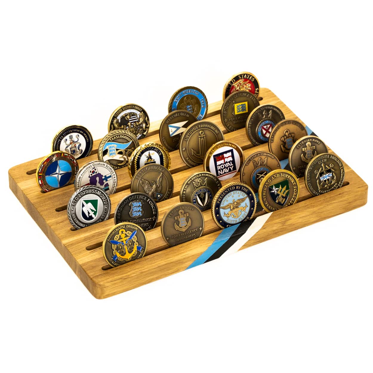 Challenge Coin Holder - Small with coins flag