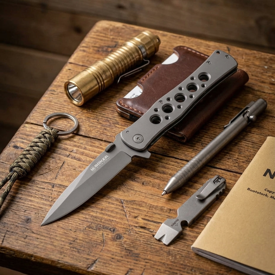 Böker Urban Tank edc knife on table