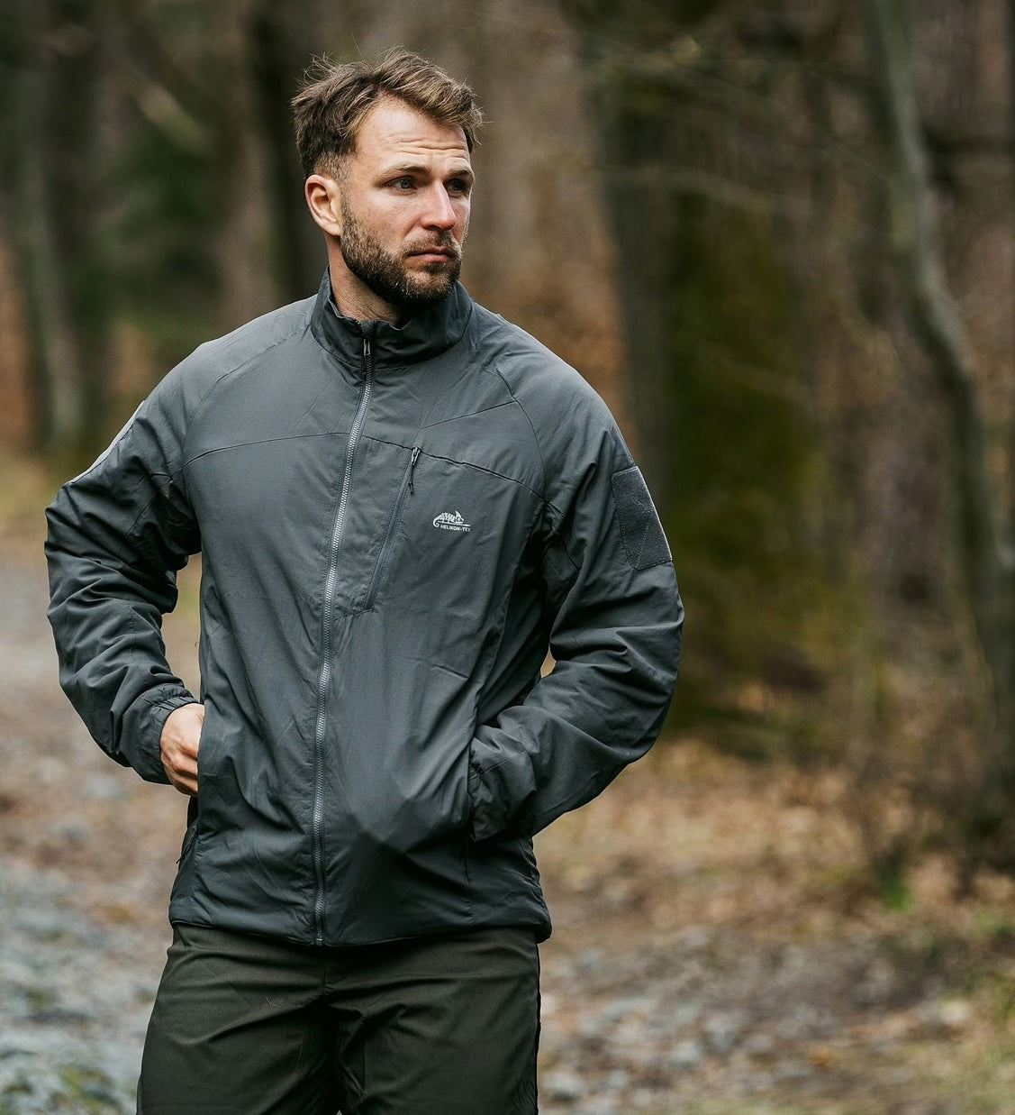 Helikon Wolfhound Lite Jacket in the forest