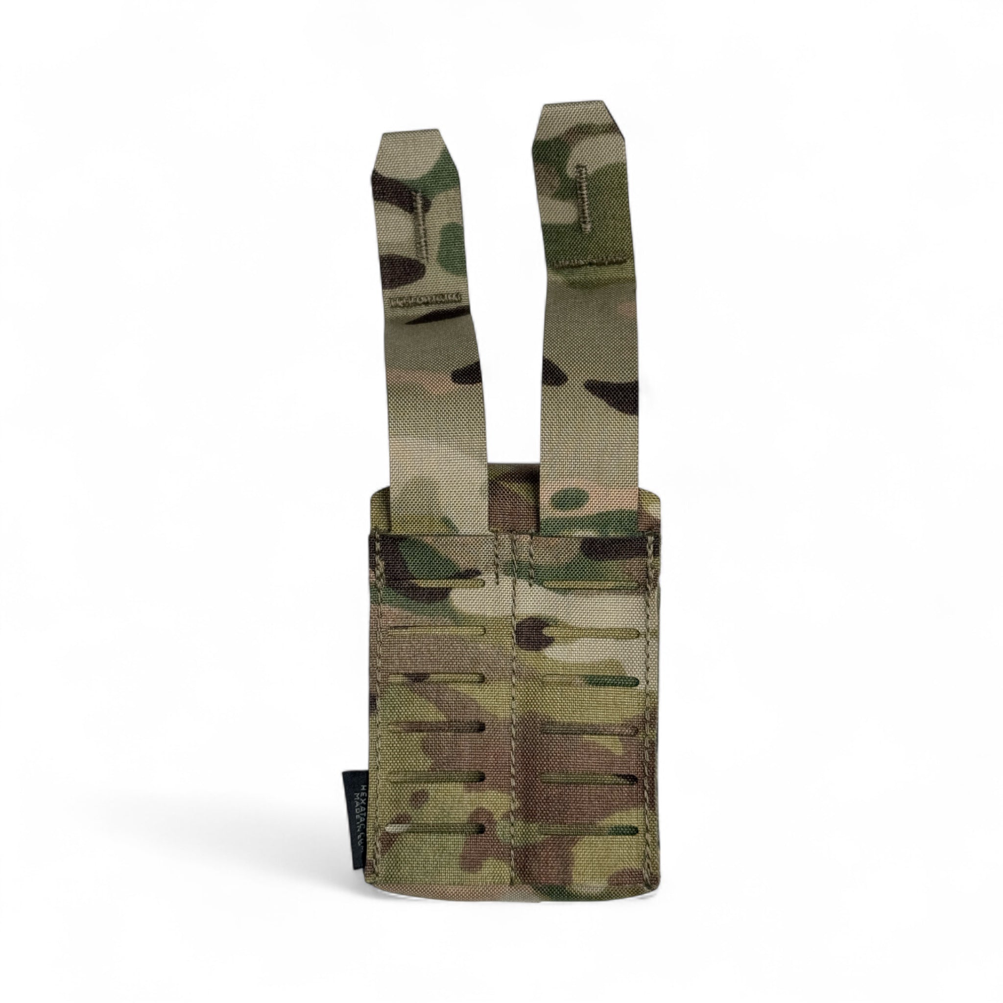 Hexatac AYCE® Handcuff Pouch Multicam color backside view open molle straps close up