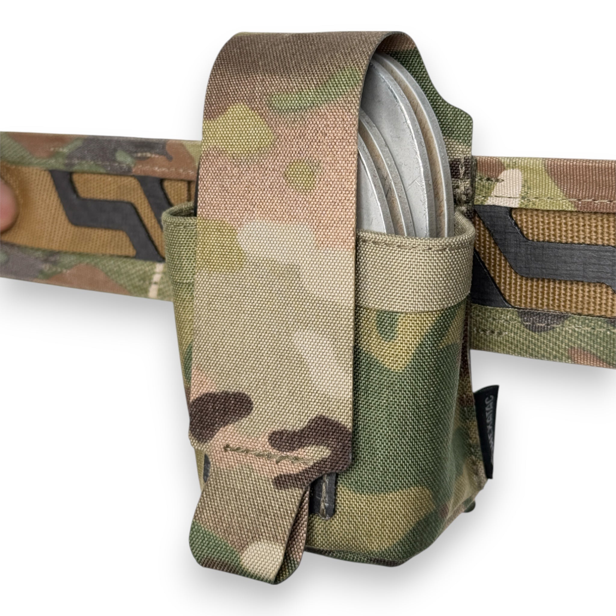 Hexatac AYCE® Handcuff Pouch Multicam color in a belt front view
