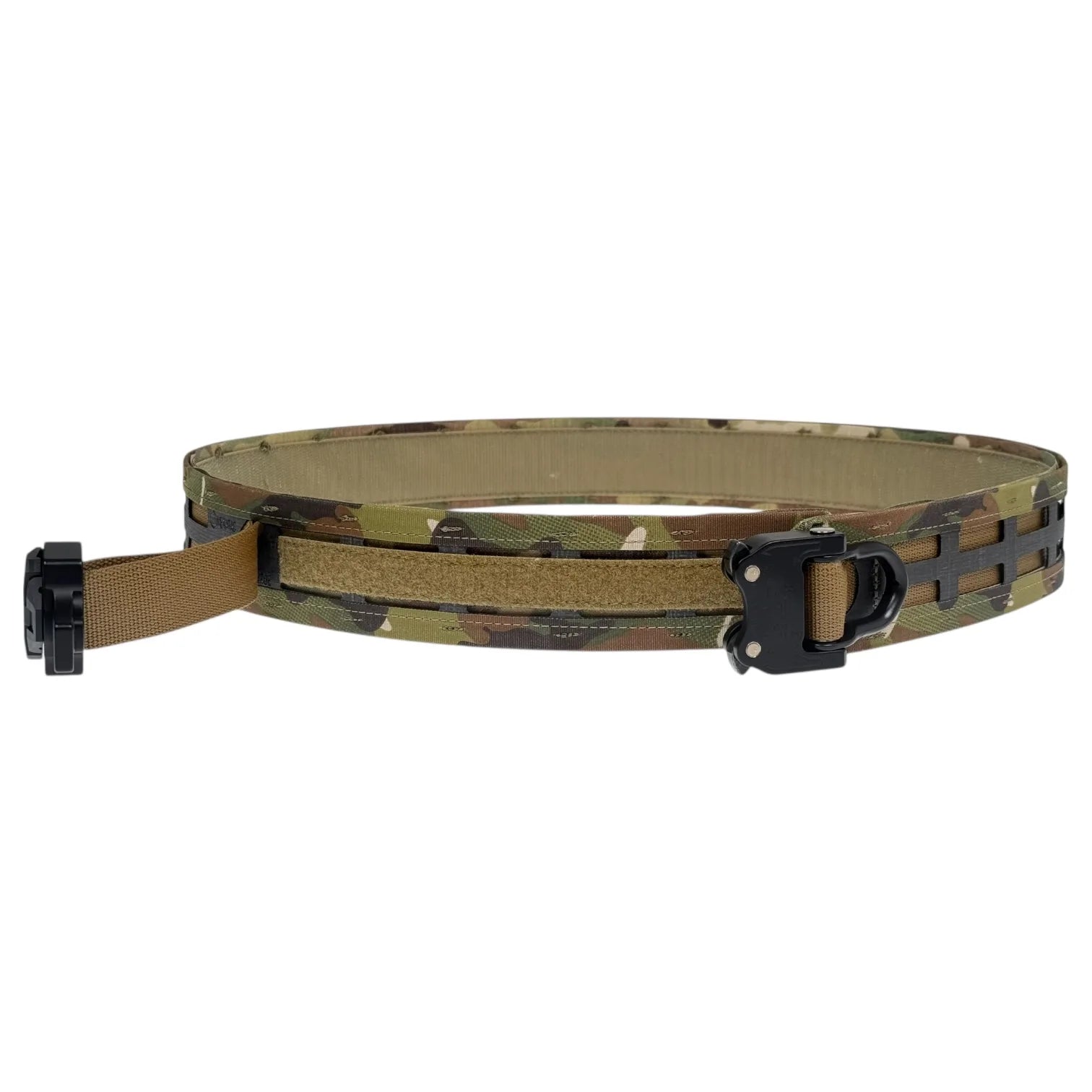 Hexatac HMB CLASSIC Belt in Multicam color front left side view close up with open belt buckle