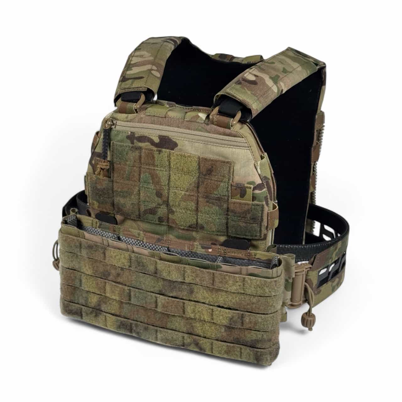 Hexatac HPC Plate Carrier Multicam color front side view with mag flaps