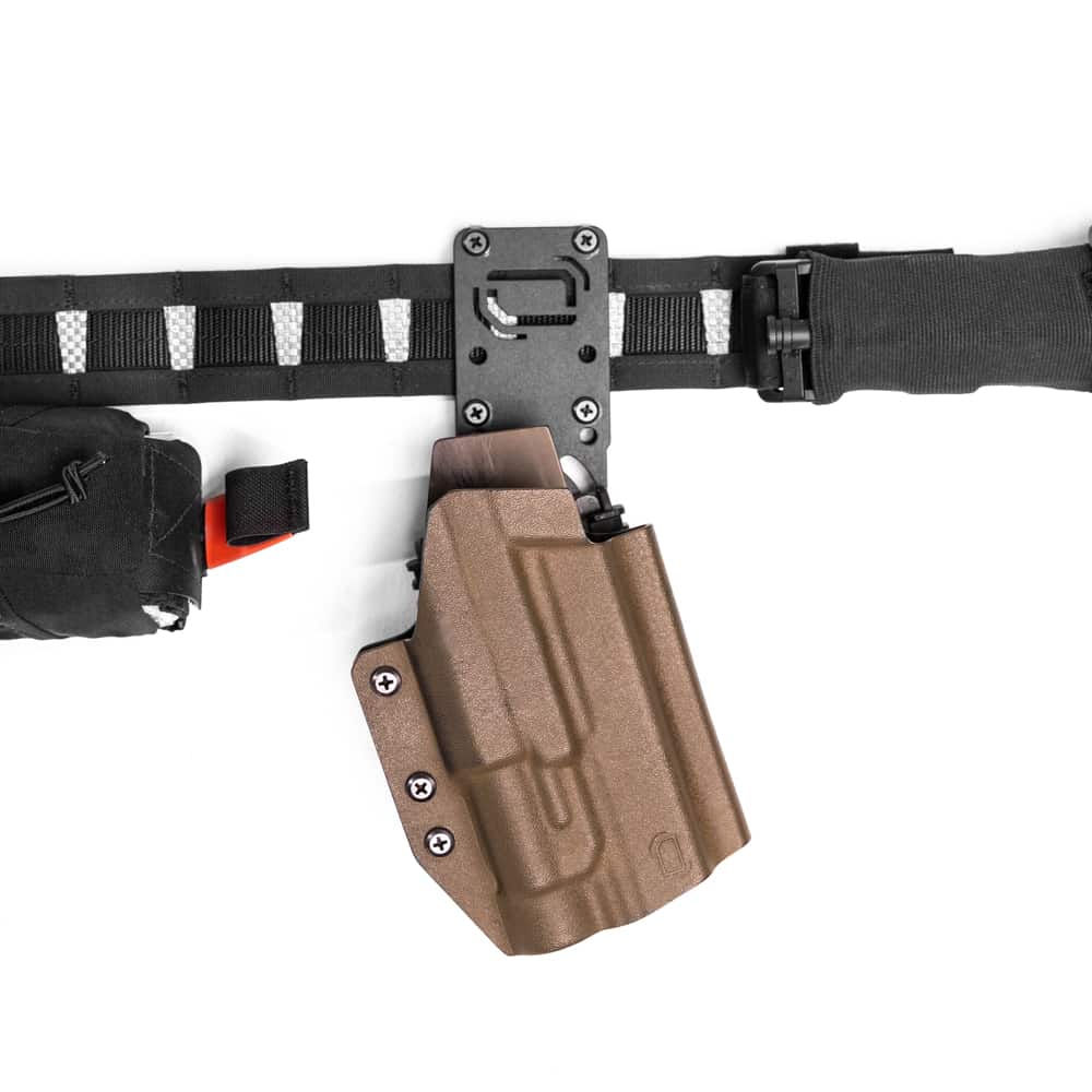 Panneltac Holster Drop Mount (HDM-1) on the belt with holster