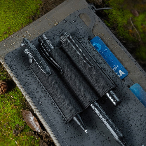 Rite in the Rain Dirtbag Pouch Organizer with items inside like pens, credit cards