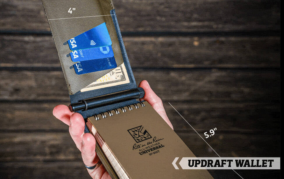 Rite in the Rain Waterproof Wallet Monsoon Updraft Wallet open