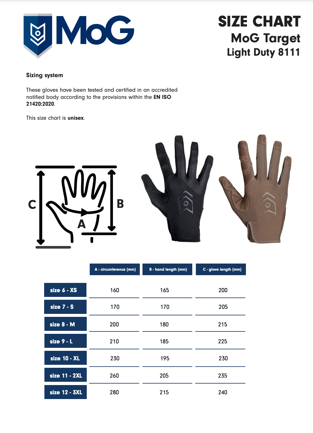 MoG Target Light Duty Tactical Gloves