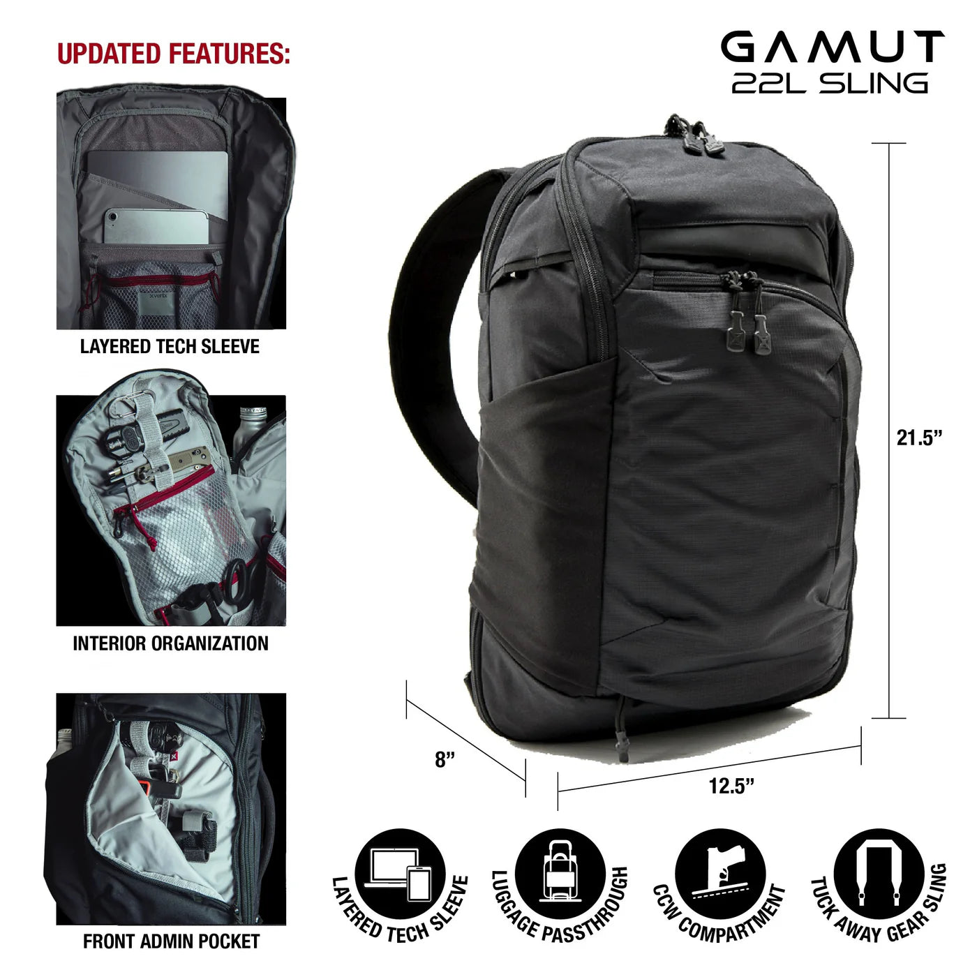 Vertx Gamut 22L Sling Bag features