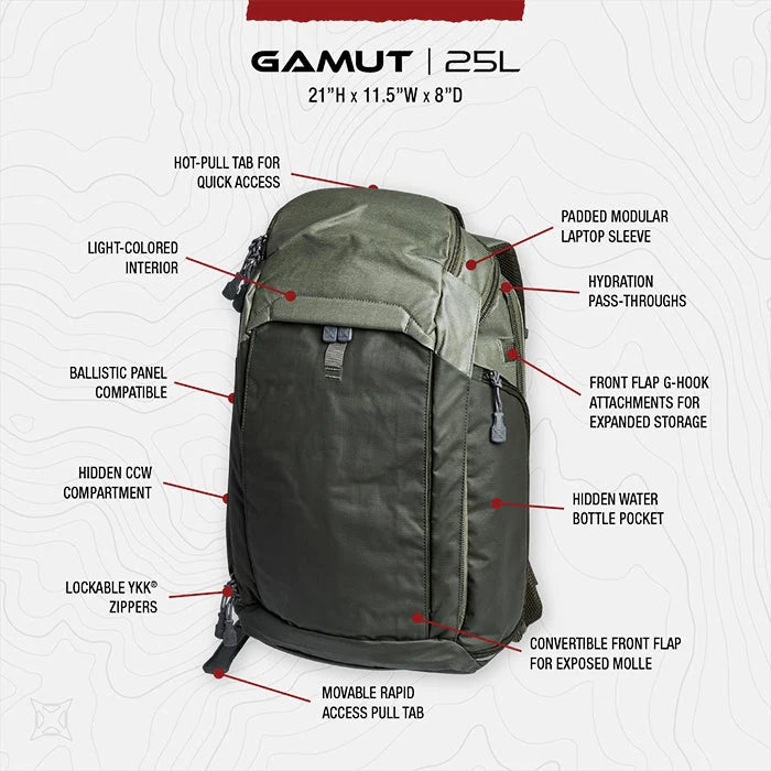 Vertx Gamut CCW Backpack features