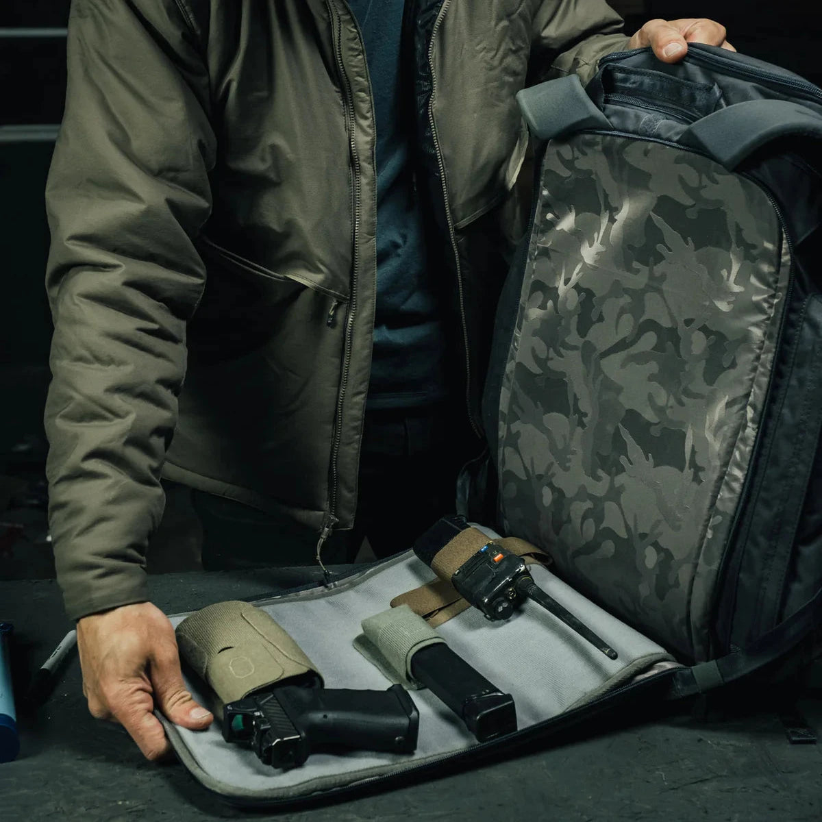 Vertx MPH Full Size Velcro Holster inside backpack