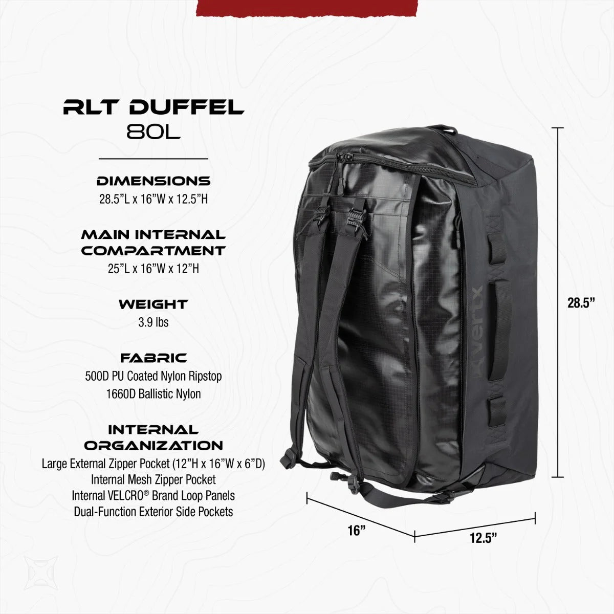 Vertx RLT 80L Duffel Bag specs