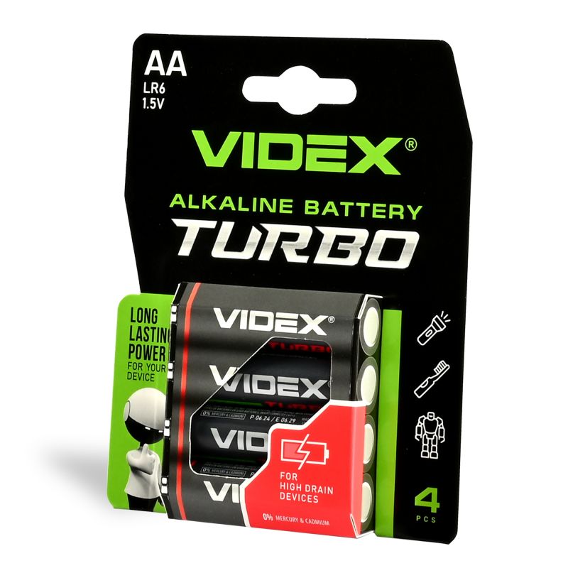 Videx Batteries AA Packs 4 pcs turbo