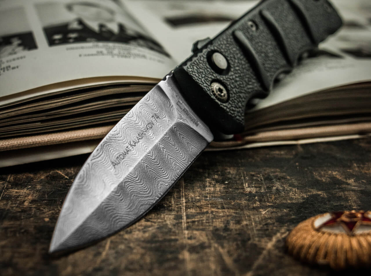 Böker KALS-74 Spearpoint Damascus Pocket Knife