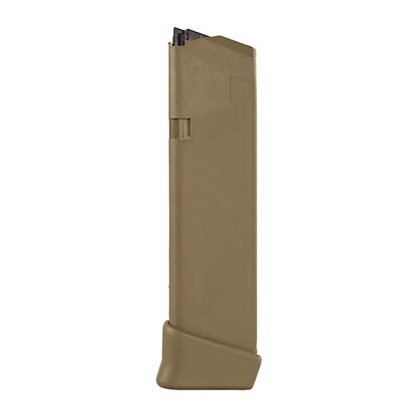 Glock Extended (+2) Magazine 9mm G19X 19-round coyote left side view