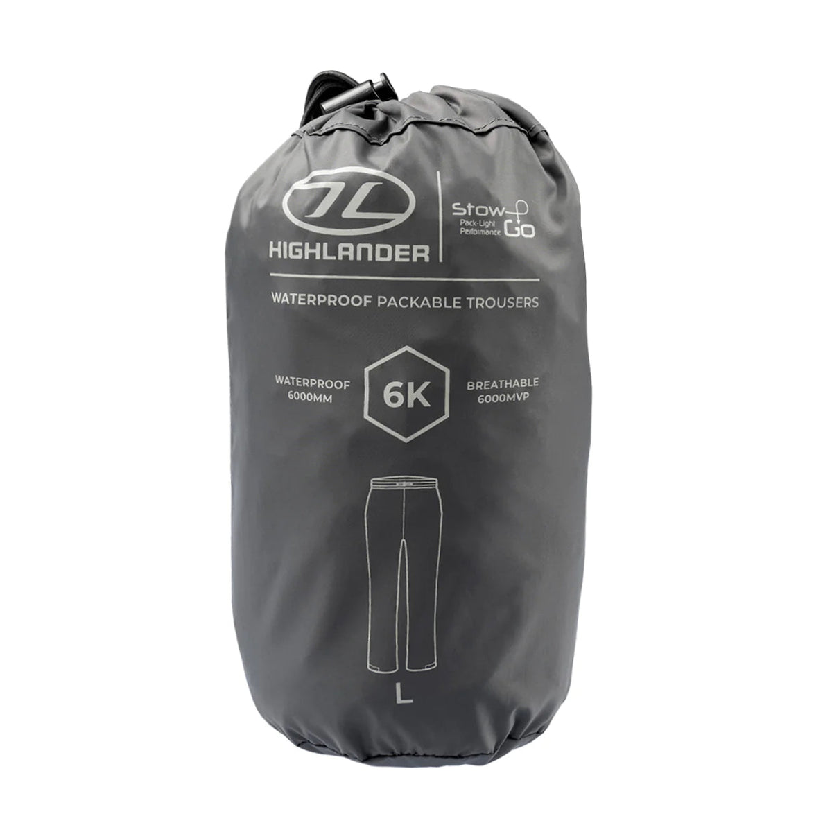 Highlander Stow & Go Waterproof Trousers – packed in carry bag