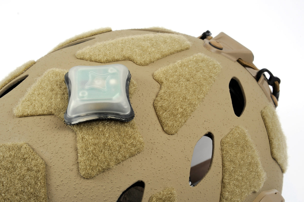 Unity Tactical SPARK Marker Light mounted on helmet view 2