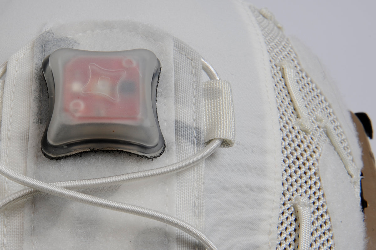 Unity Tactical SPARK Marker Light mounted on helmet view 3