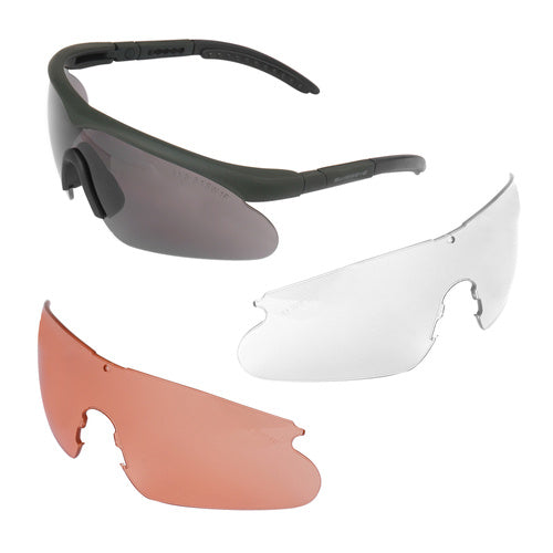 Swisseye raptor safety glasses green frame 3 glasses