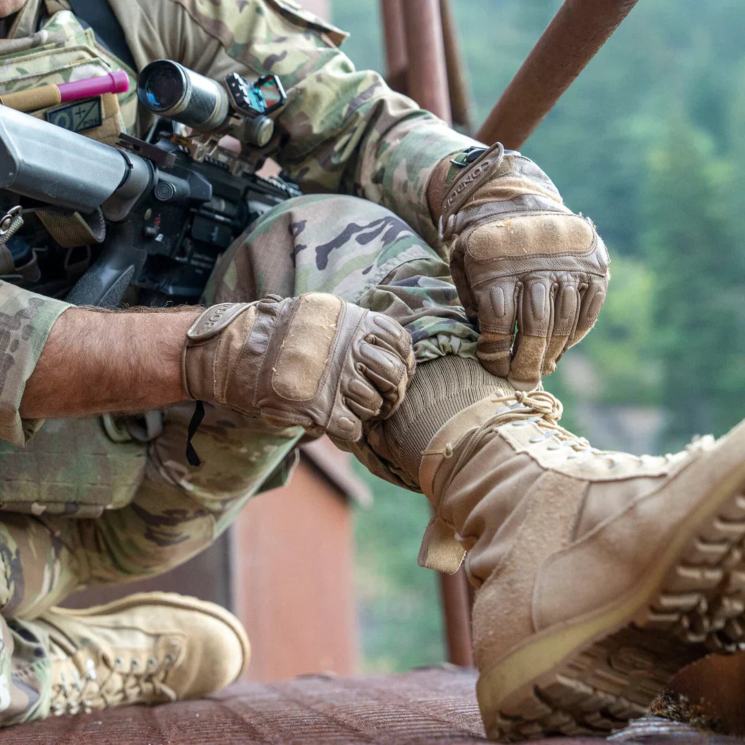 Man wearing tactical socks