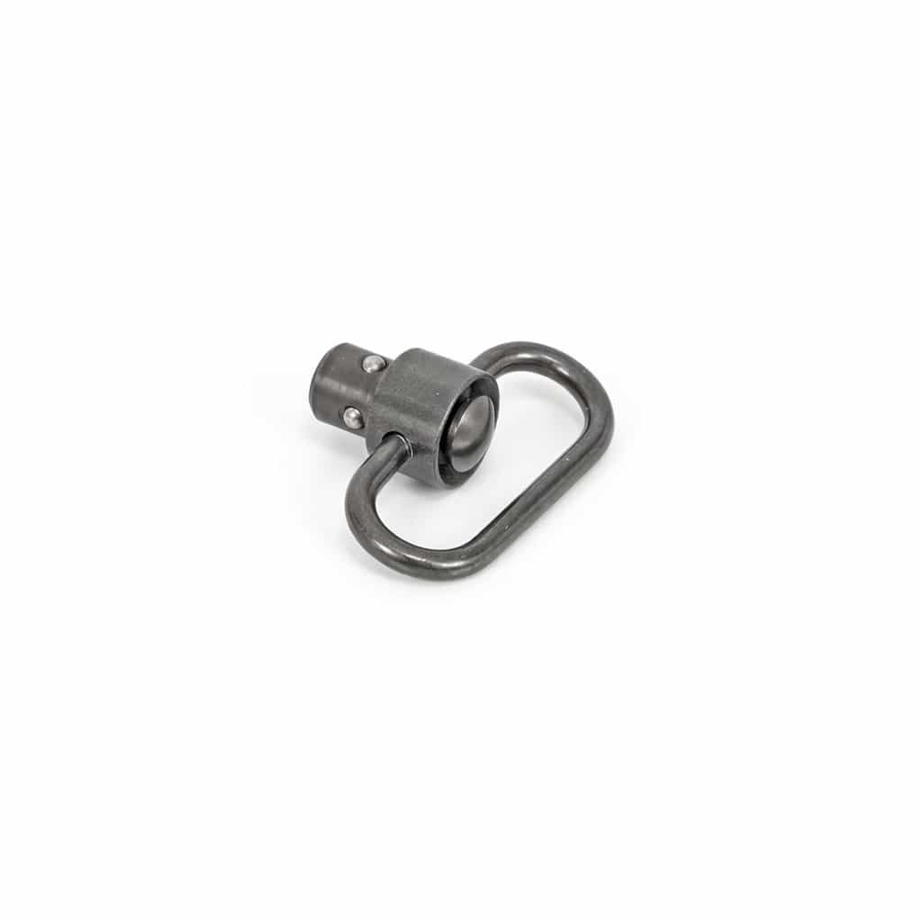 Metallic sling swivel on a white background