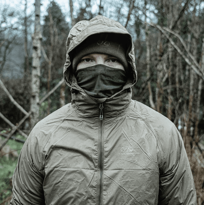 Highlander Forces Stow & Go Pack Away Waterproof Jacket in the forest