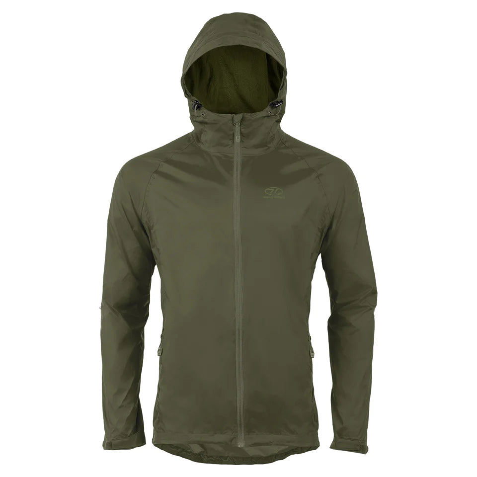 Highlander Forces Stow & Go Pack Away Waterproof Jacket olive green