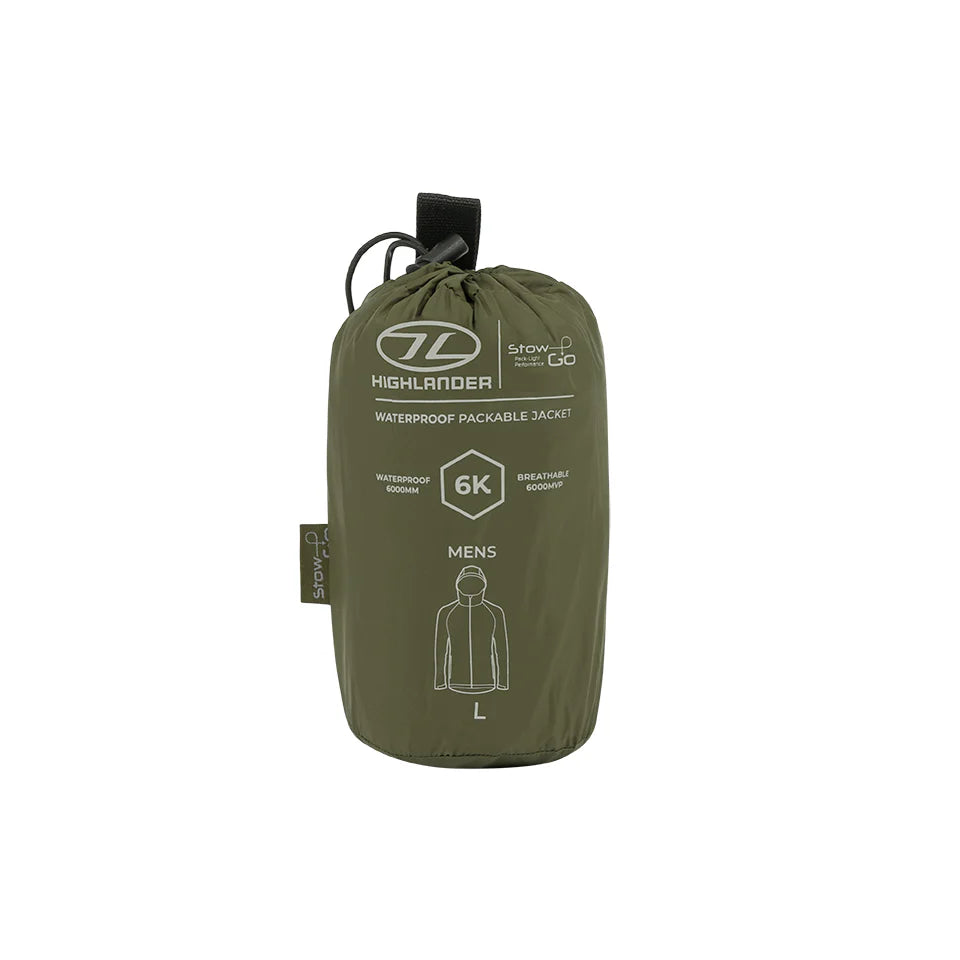 Highlander Forces Stow & Go Pack Away Waterproof Jacket packed