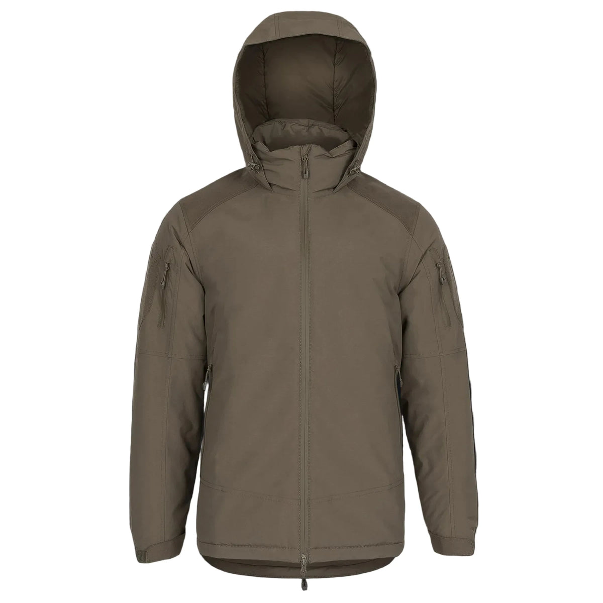 STOIRM Primaloft® Cold Weather Jacket in Ranger Green – front view with hood