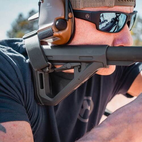 Magpul DT Carbine Stock for AR Platform Rifles in shoulder