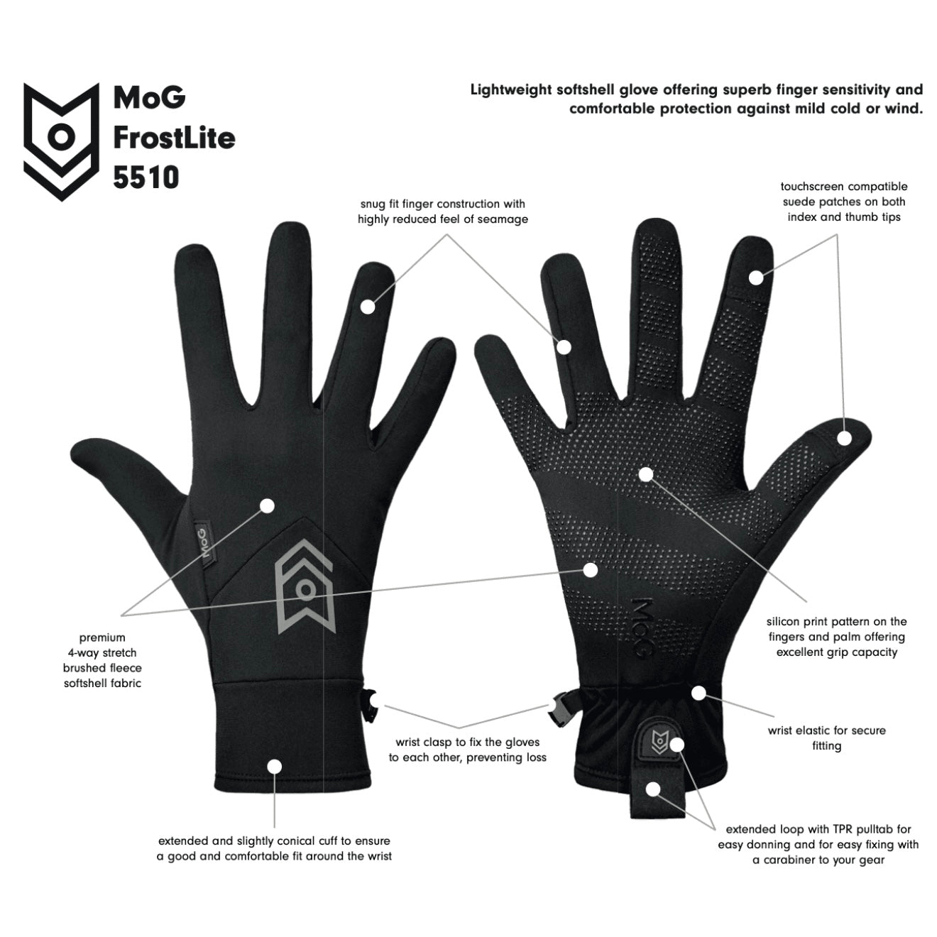 MoG FrostLite Tactical Winter Gloves features