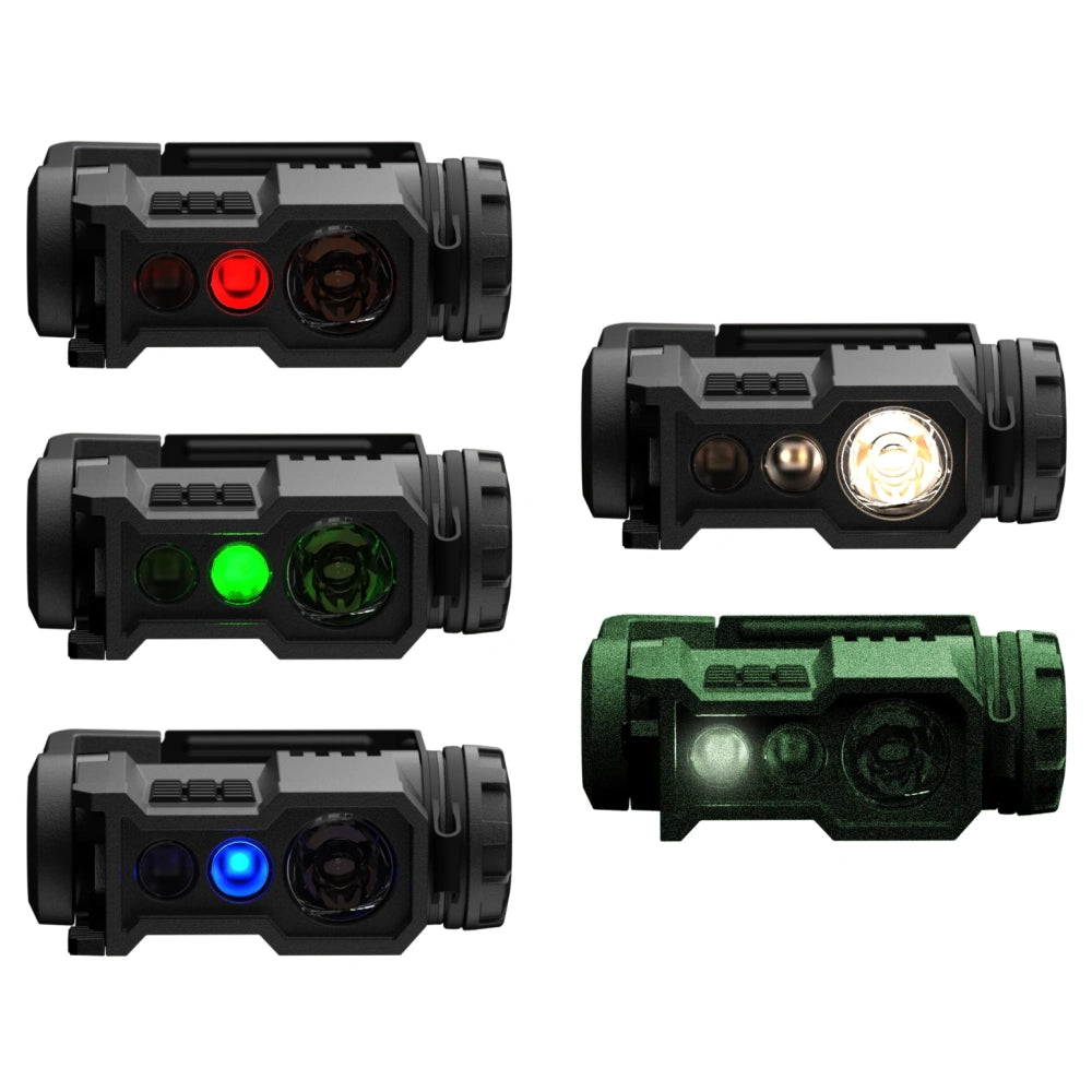 Princeton Tec Headlamp Ghost X MPLS 300lm tactical lights with different colored lights on a white background