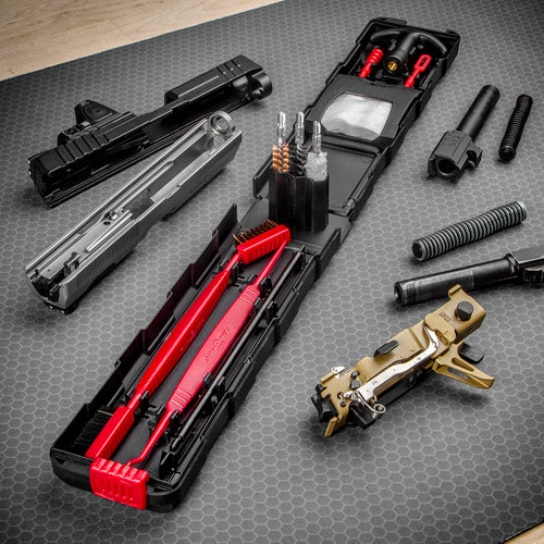 Real Avid Handgun Cleaning Kit Prime-9 - .357/.38/9 mm on table