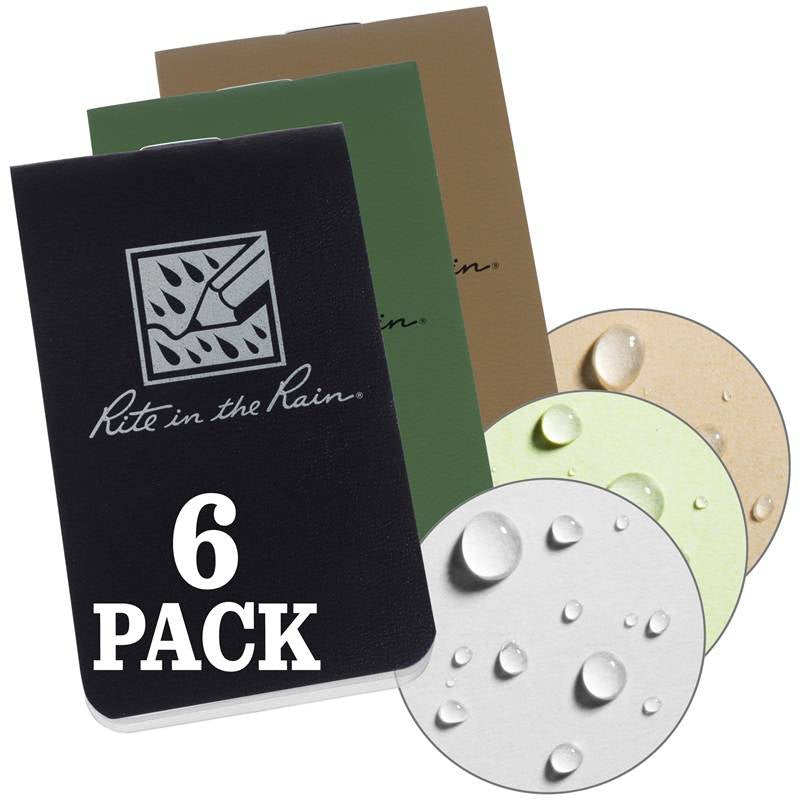 Rite in the Rain On-The-Go Notebooks - 85 x 50 mm - 6 pcs colors