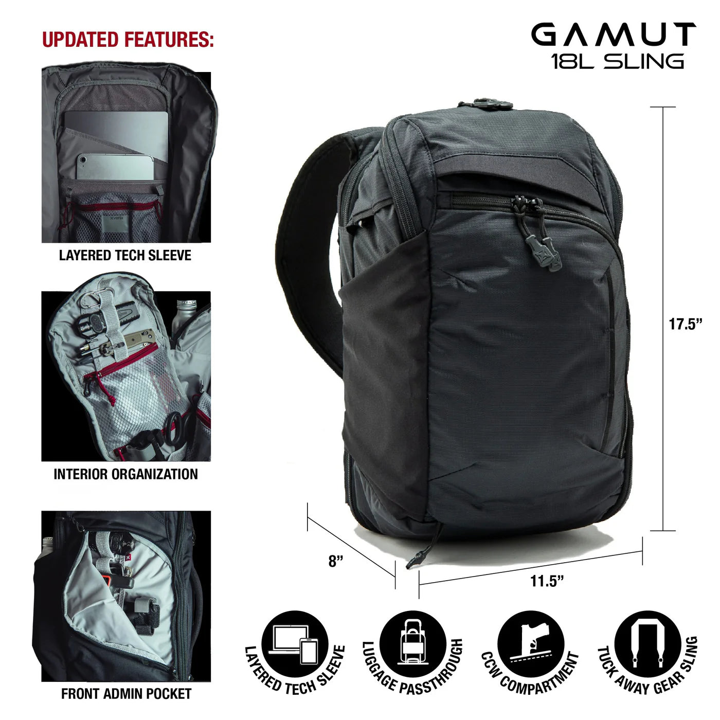 Vertx Gamut 18L Sling Bag features