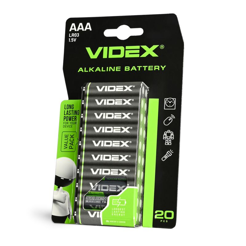 Videx Batteries AAA Packs 20 pcs