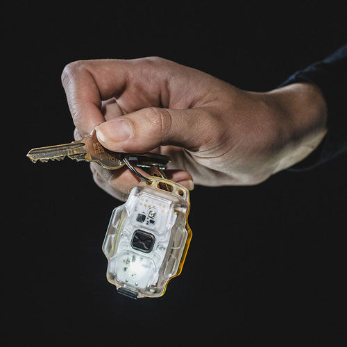 Armytek LED Pocket Flashlight Crystal WRB on keychain