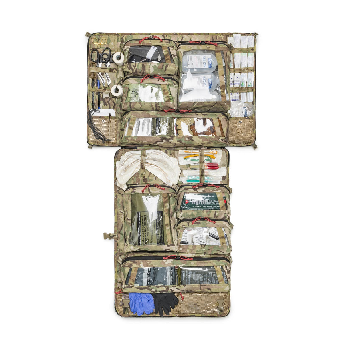 Blackfolium Trauma Sheet Bag KIT 50 – Open bag with example medical supplies, not included