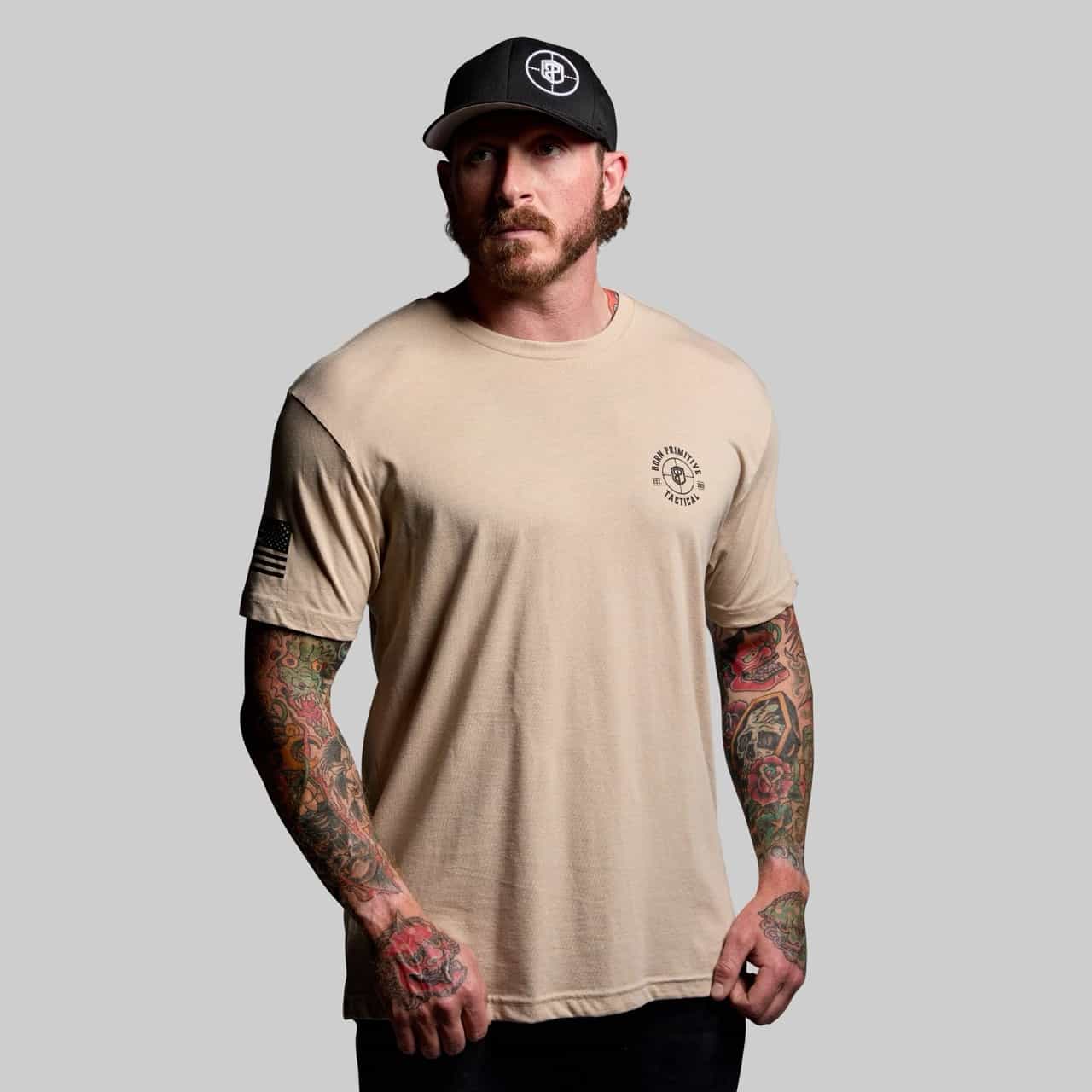 Born Primitive Tactical Reaper Tee tan front view