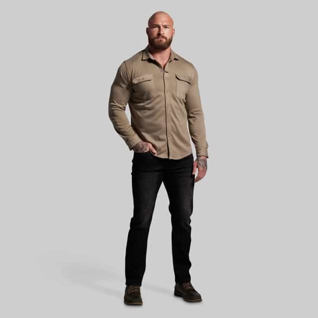 Born Primitive Woodsman Stretchy Flannel desert tan product view 5