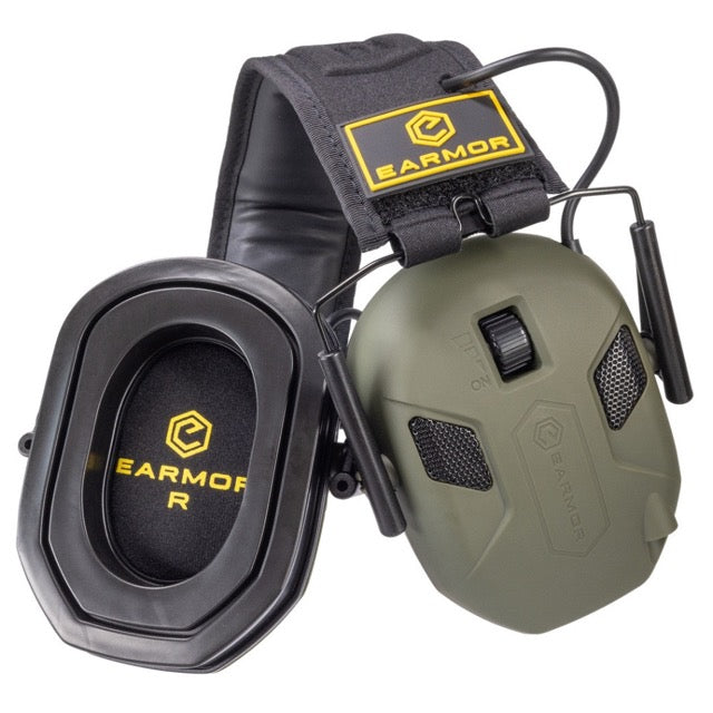 Earmor Active Hearing Protectors M300X IPSC Licensed green side-by-side view