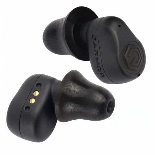 EARMOR M23T AI Bluetooth earbuds in Tactical Black with black foam ear tips