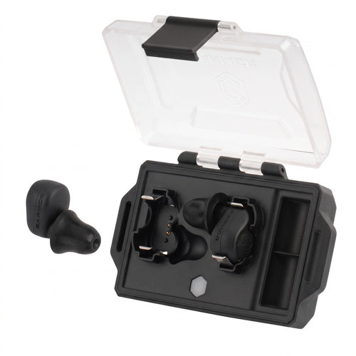 EARMOR M23T AI Tactical Black earbuds with open charging case