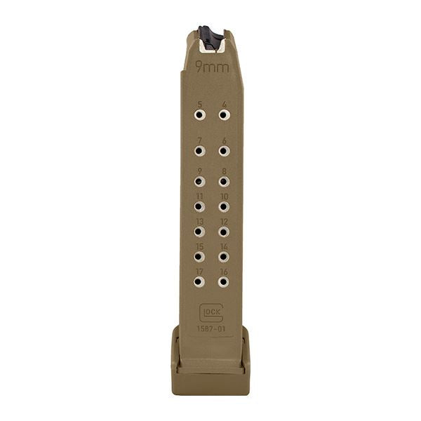 Glock Extended (+2) Magazine 9mm G19X 19-round coyote back view