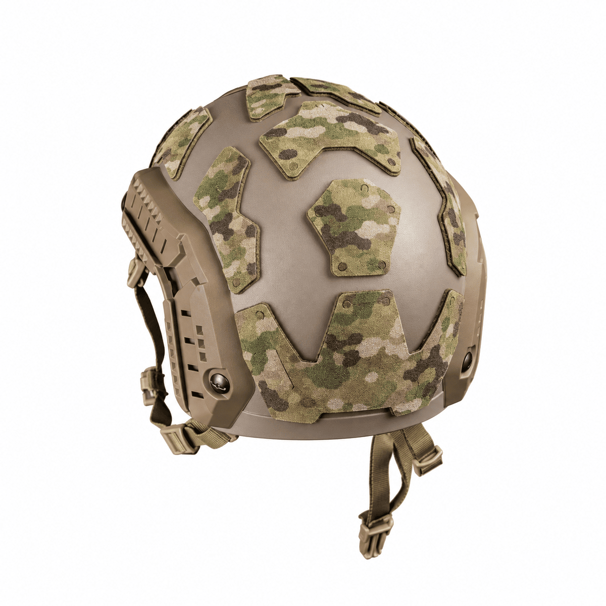 Kolibri Works OpsCore FAST SF Patch in Multicam rear view on coyote tactical helmet